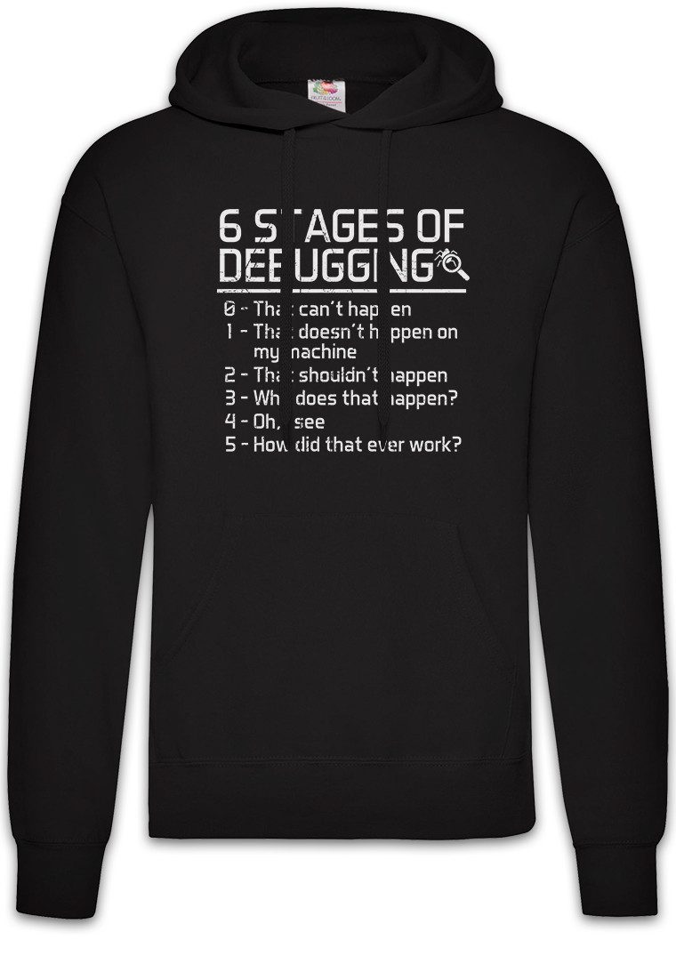 Hoodie 6 Stages of Debugging Herren Hoodie Fun Geek Nerd Internet