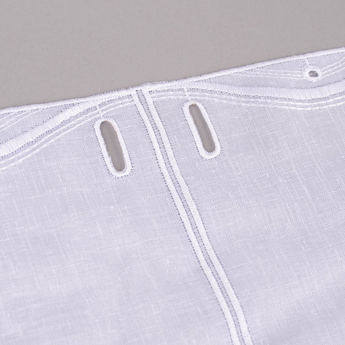 SCHÖNER LEBEN. Meterware Scheibengardine nähfrei Stickerei Leinenlook weiß 60cm, leicht perforiert, Stickerei/Stickstoff, bestickt, pflegeleicht