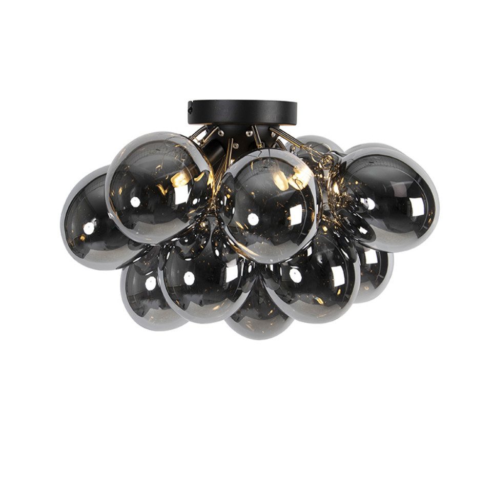 Qazqa Deckenleuchte Uvas, ohne Leuchtmittel, Warmweiß, QAZQA Deckenleuchte, g9, Schwarz, Glas, Design