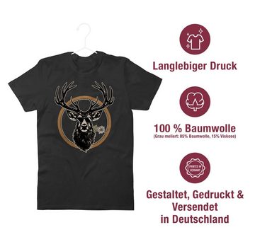 Shirtracer T-Shirt Cooler Hirsch Hirschgeweih Jäger Mode für Oktoberfest Herren