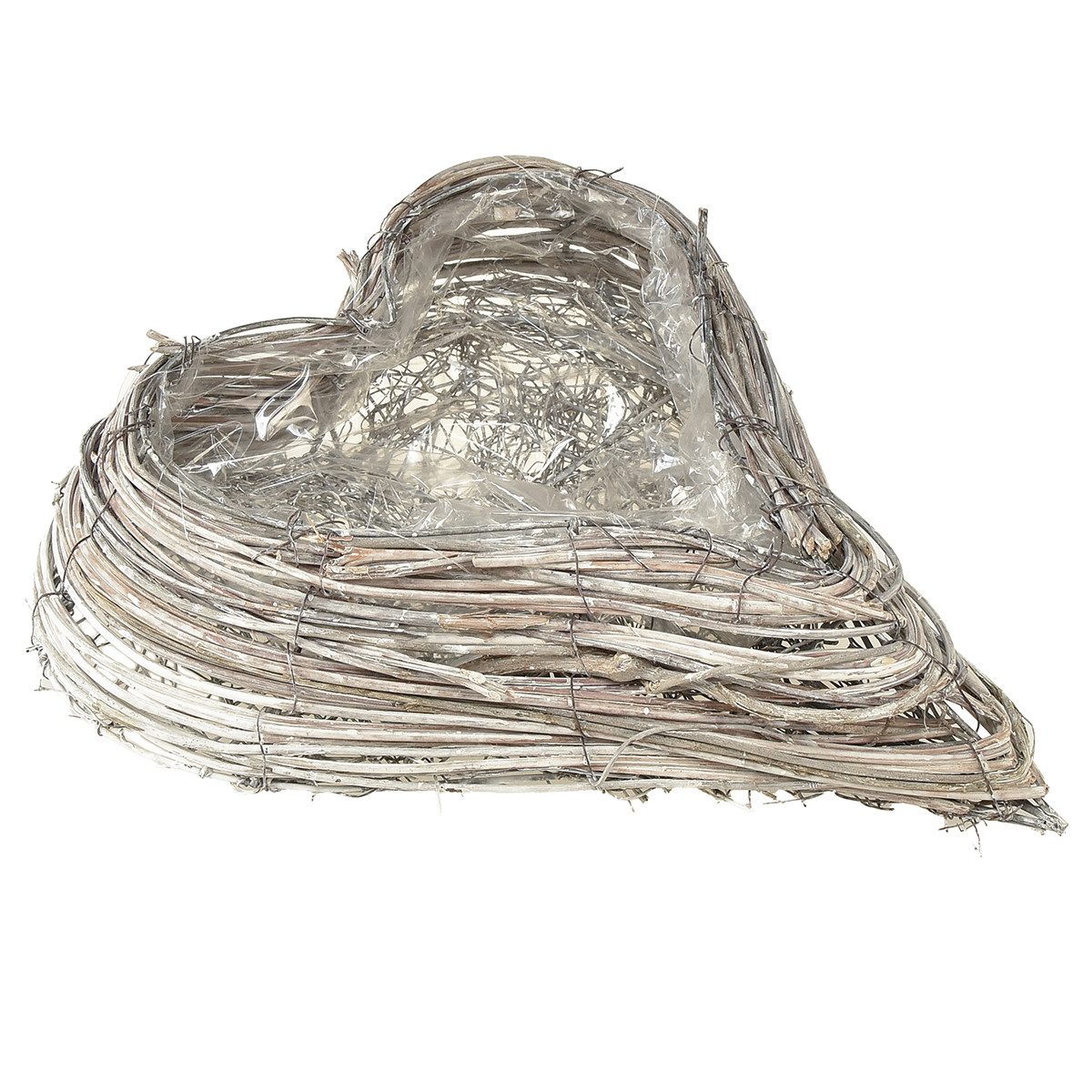 Pflanzschale Pflanzschale Herz Rattan Weiß Natur 28x34cm Shabby Chic