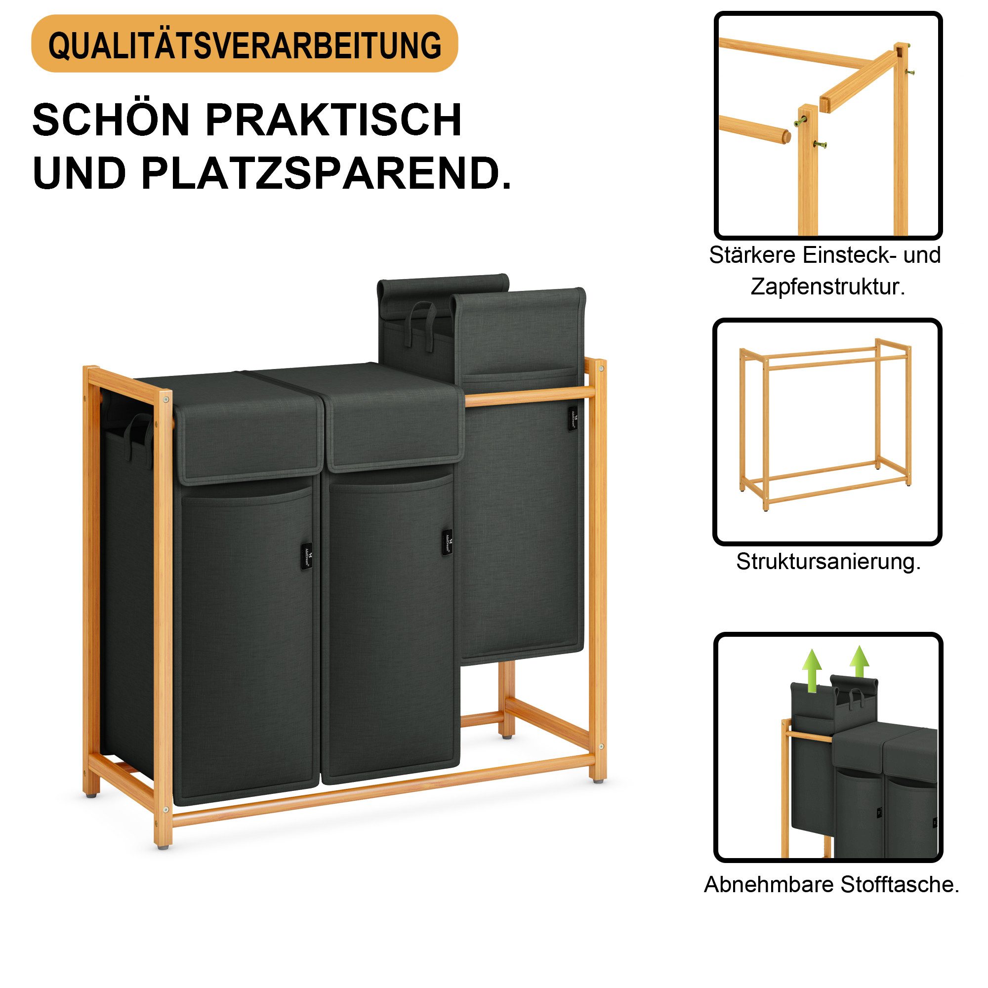 AdelDream Ausziehwäschekorb AdelDream Bambus Wäschesammler günstig online kaufen