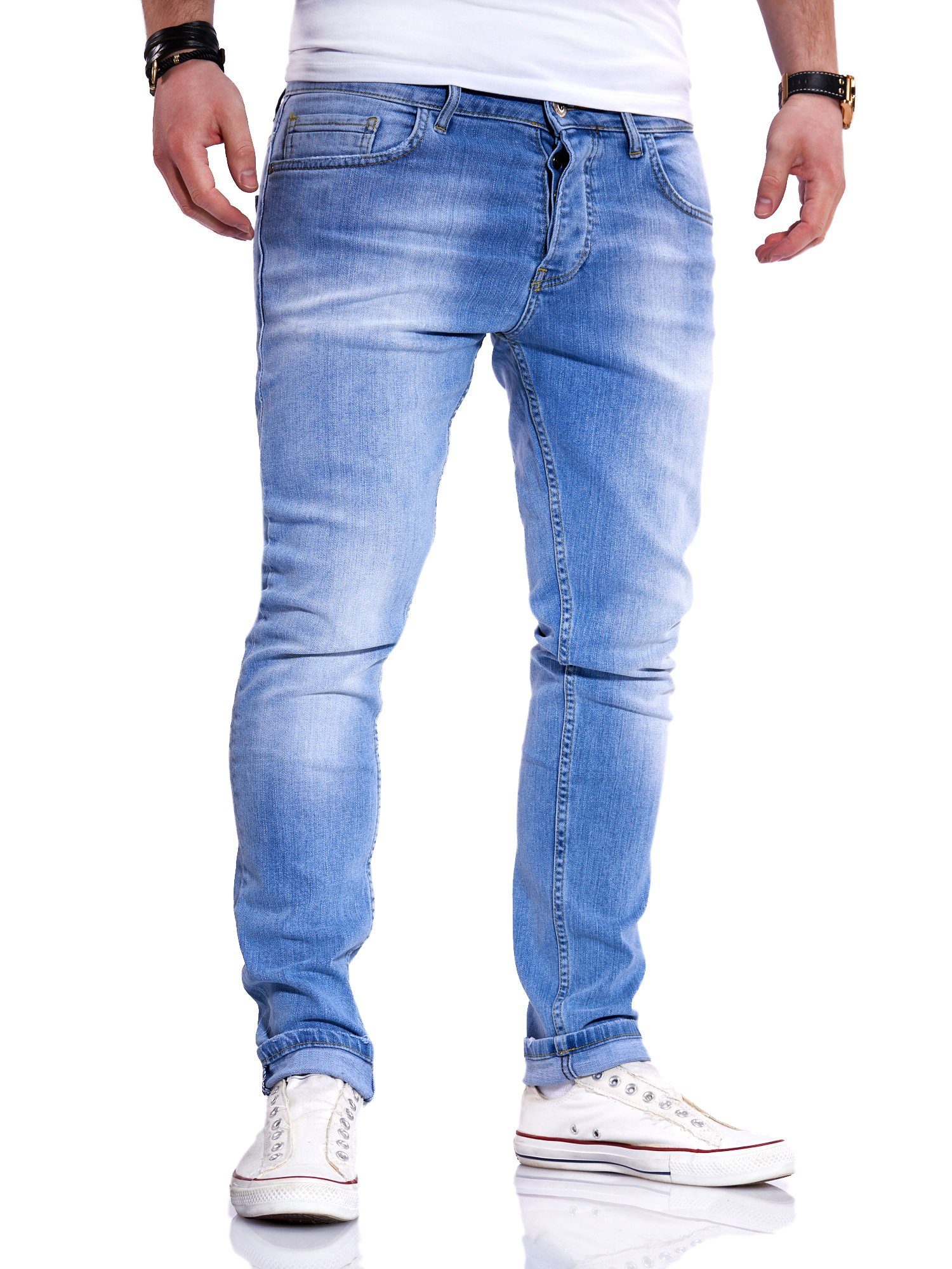 Rello & Reese Slim-fit-Jeans mit schmalem Bein hellblau