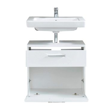 Newroom Waschbeckenunterschrank Hugo Waschbeckenunterschrank Weiß Matt Modern Badezimmermöbel