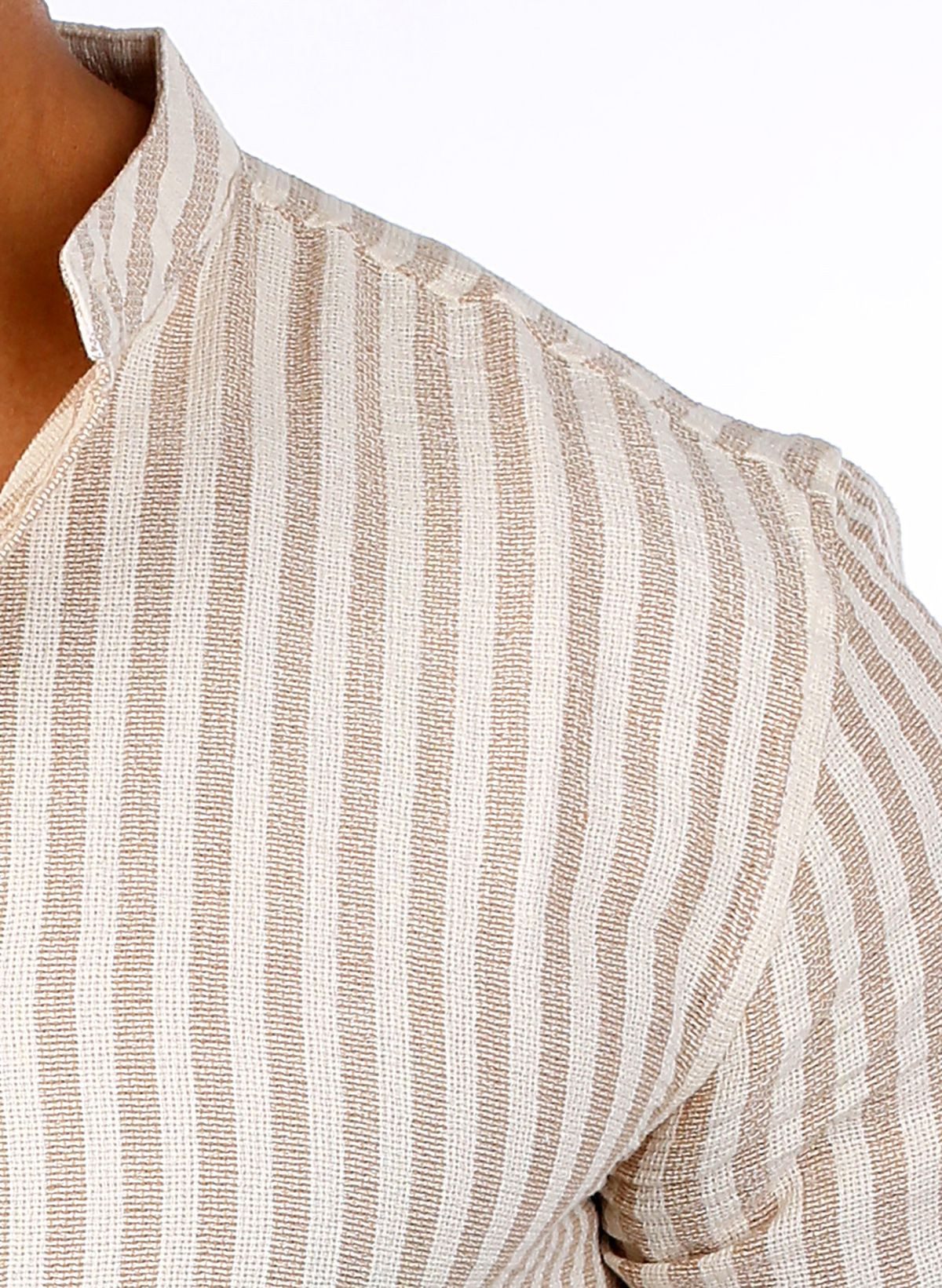 CARISMA Langarmhemd Herren Hemd trendig luftig grob gewebt retro Look 8607 Regular Langarm Stehkragen Gestreift – Bild 5 von 5