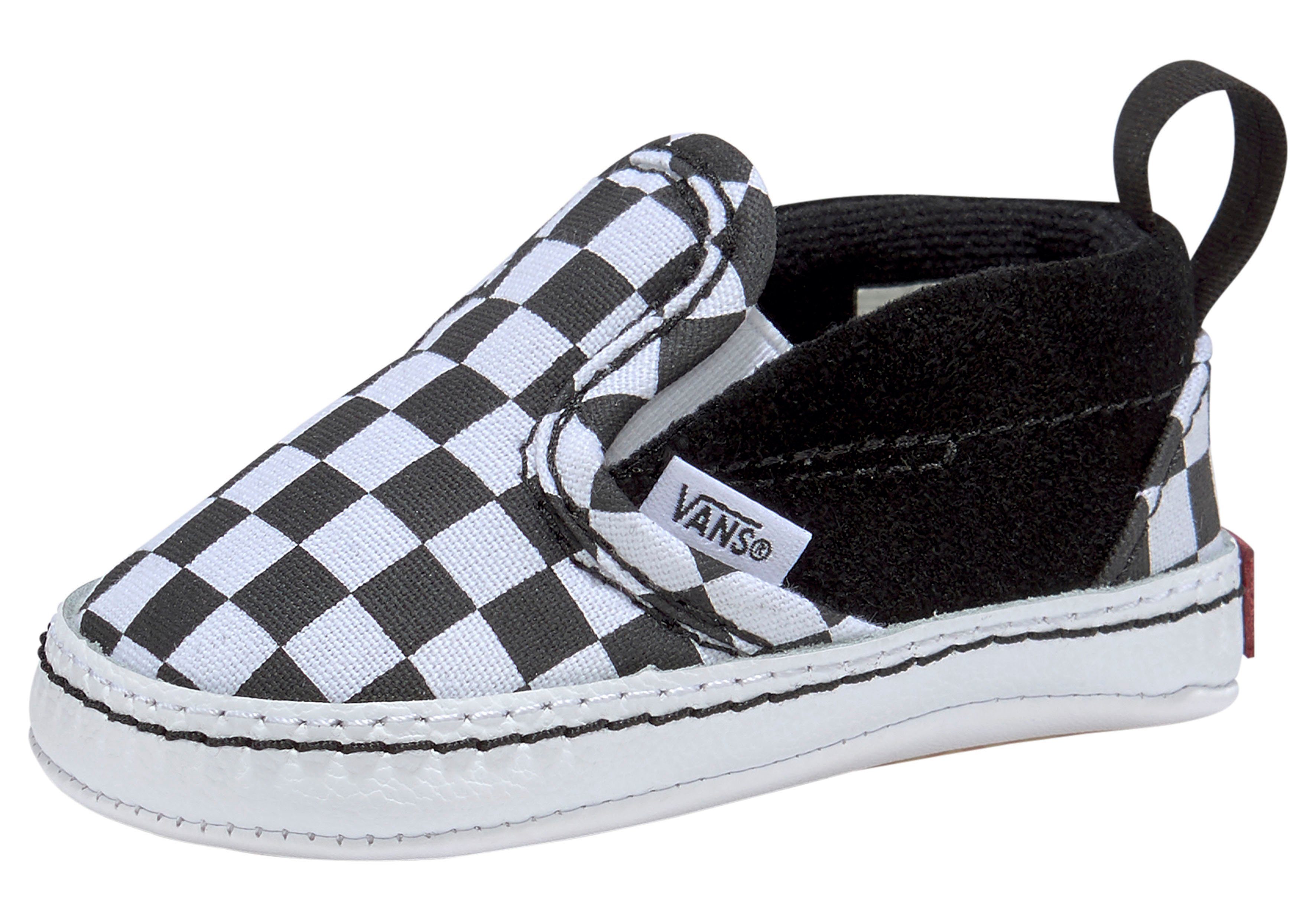 V Vans Babys Checker Slip-On für Crib Lauflernschuh schwarz-weiß