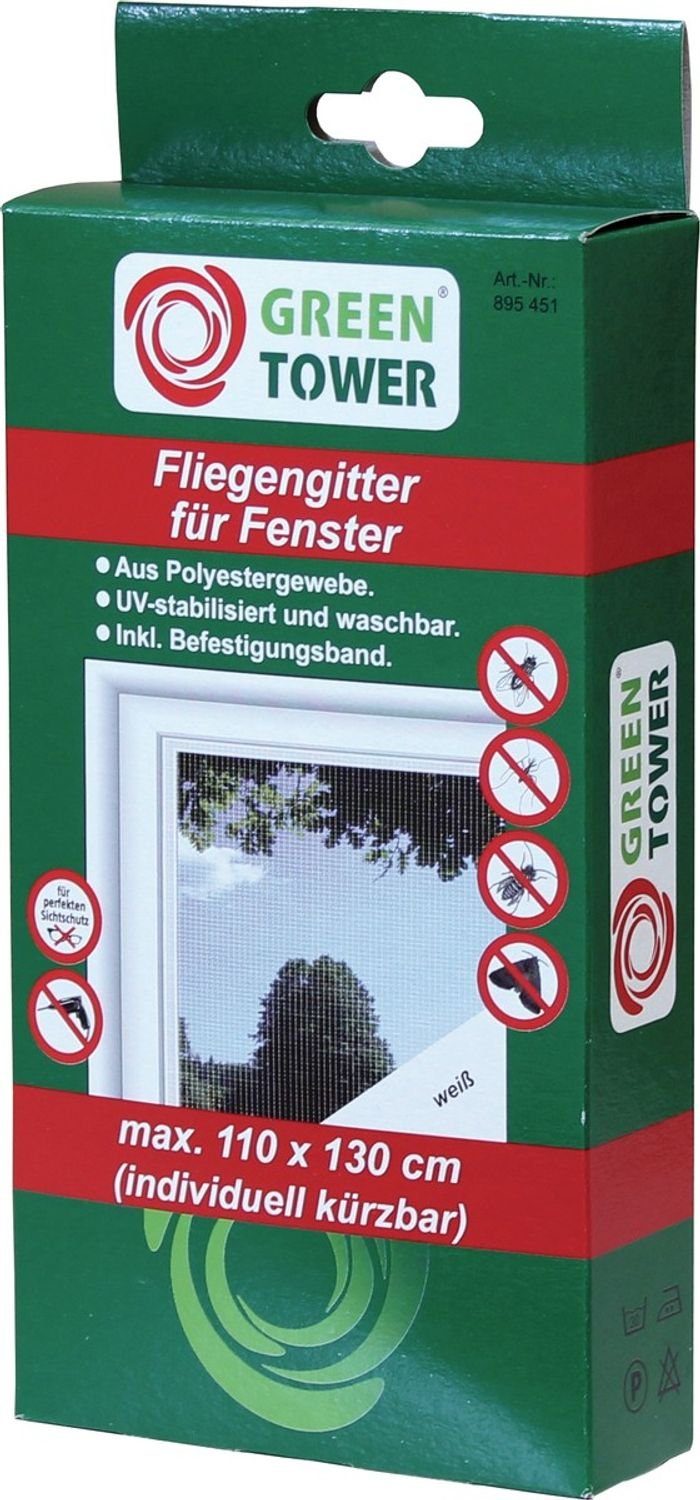 GREEN TOWER Fliegengitter-Gewebe GREEN TOWER FLIEGENGITTER 110×130 Weiss