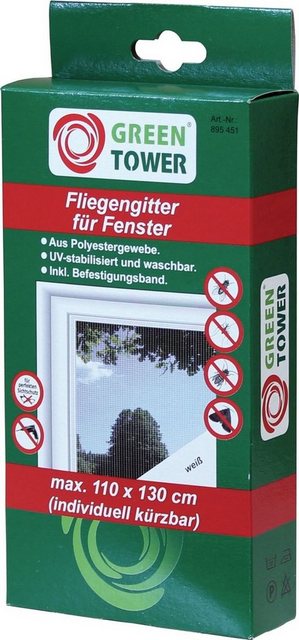 GREEN TOWER Fliegengitter-Gewebe GREEN TOWER FLIEGENGITTER 110×130 Weiss