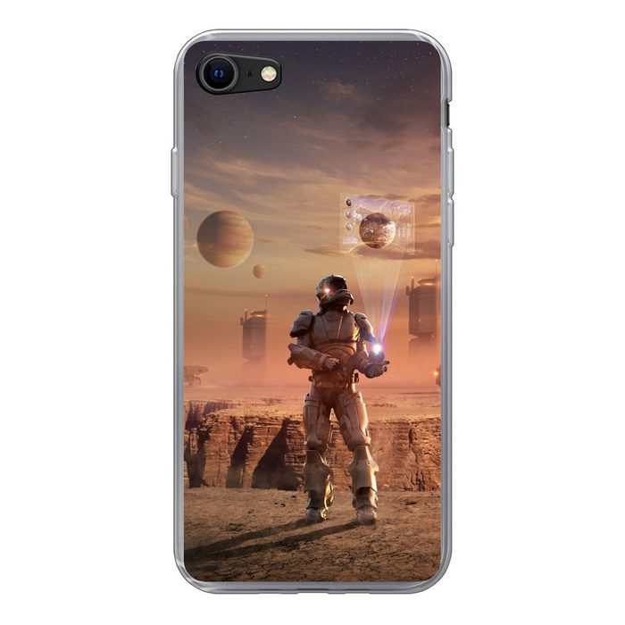 MuchoWow Handyhülle Ein Astronaut auf dem Mars Handyhülle Apple iPhone 8 Smartphone-Bumper Print Handy Schutzhülle