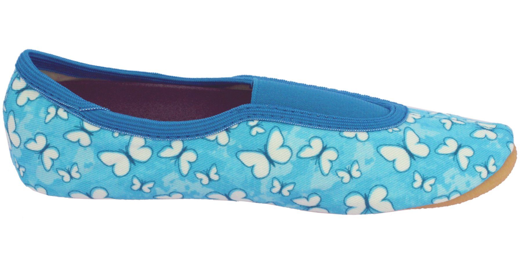 Beck Schläppchen Trendy  mit Ristgummi Gymnastikschuh (Barfußschuhe, für schmale Füße und kleine Kinder besonders geeignet, ab Gr. 18/19 erhältlich) atmungsaktive Baumwolle, rutschfeste Gummi-Sohle