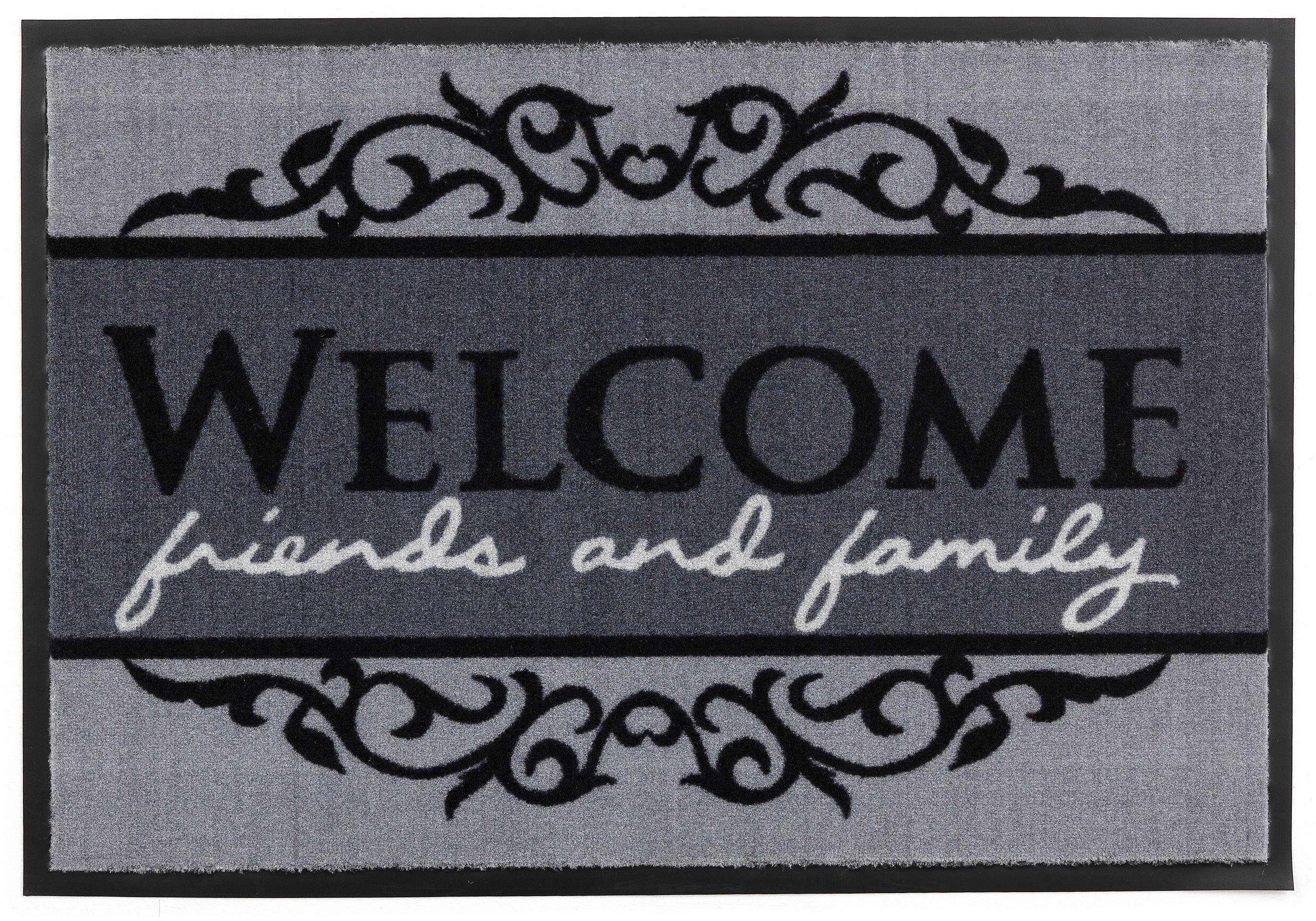 ASTRA Fußmatte Homelike 004, Welcome, rechteckig, Höhe: 7 mm, Schmutzfangmatte, mit Spruch, waschbar, In -und Outdoor geeignet