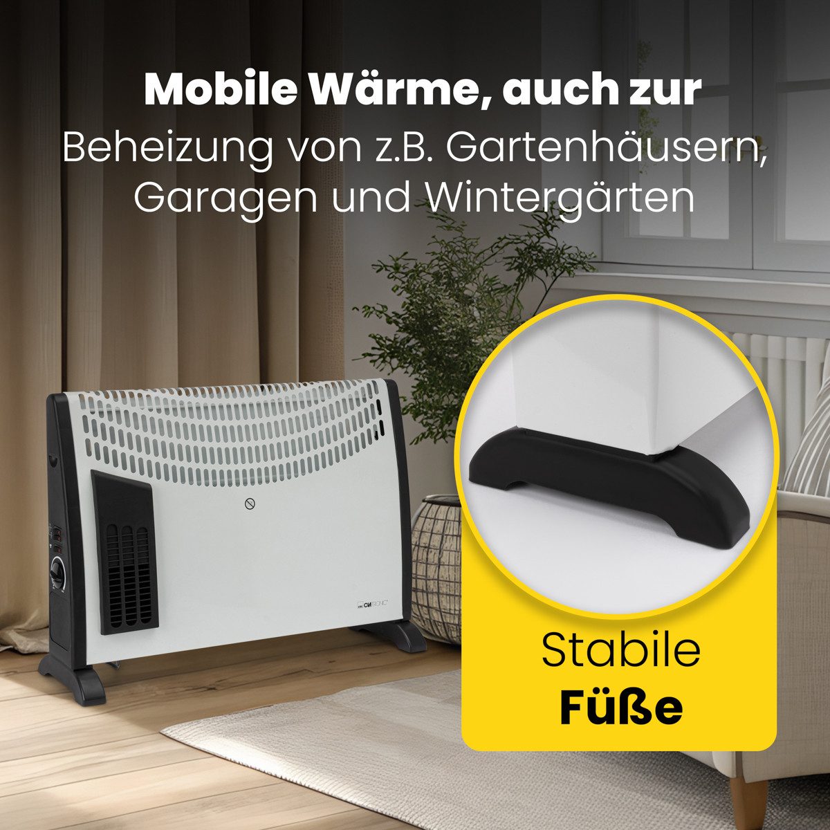 CLATRONIC Konvektor KH 3433 N, mit 3 Heizstufen, Thermostat, 2000 Watt günstig online kaufen