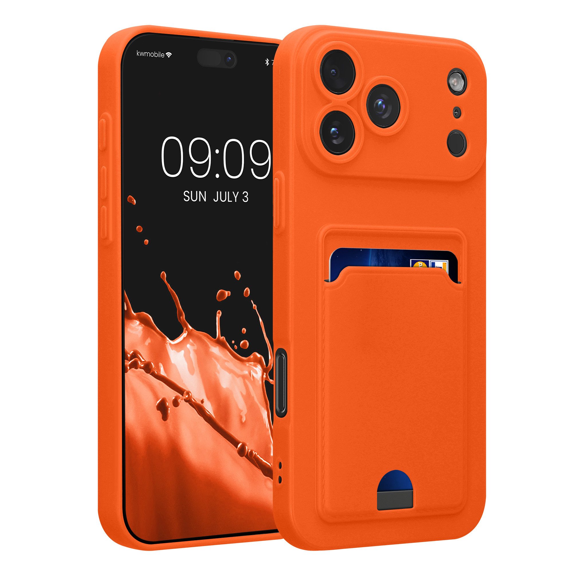 kwmobile Smartphone-Hülle Cord Tasche kompatibel mit Apple iPhone 18 Pro Max / iPhone 17 Pro Max, Case Schutztasche - Innenmaße - mit Reißverschluss - Orange