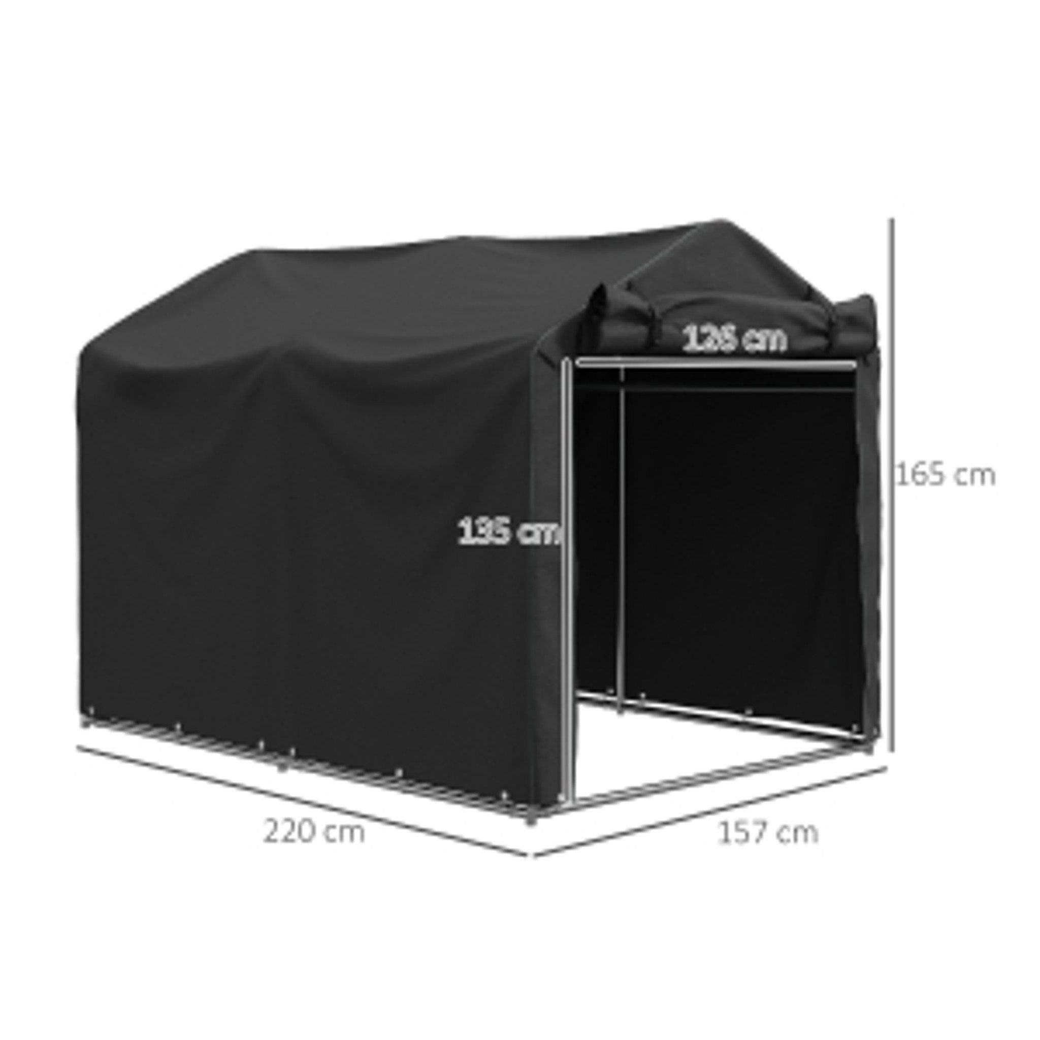 MC Star Einzelcarport Garagenzelt, wasserdicht Zeltgarage mit Tür, UV-beständig, (220 x 157 x 165 cm Schwarz)