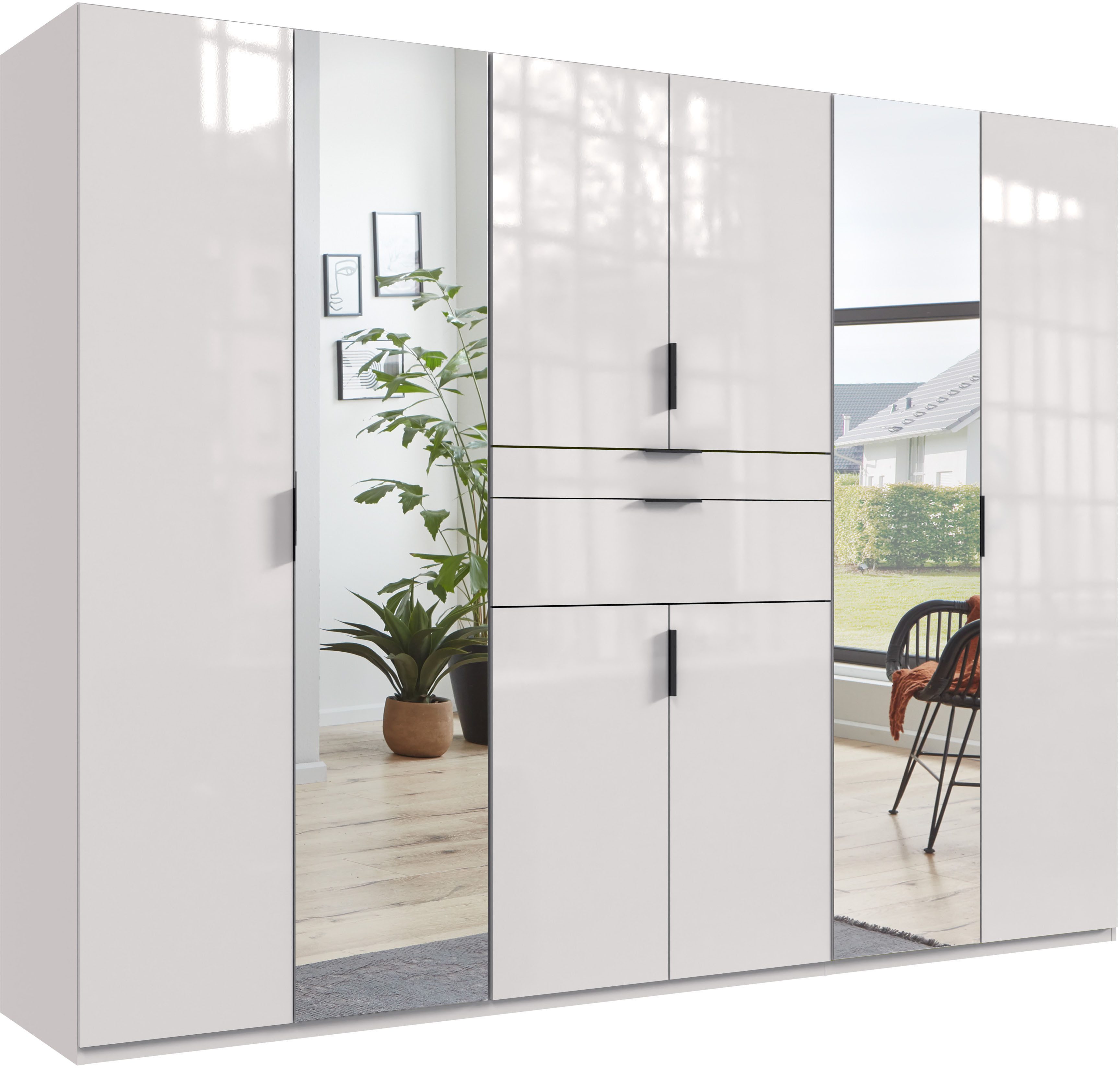 Wimex Drehtürenschrank Moldau Kleiderschrank mit Spiegel Schlafzimmerschrank Wähle deine Innenausstattung fertig konfiguriert im Schrank