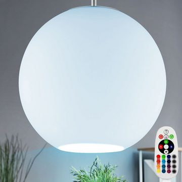 Reality Leuchten LED Pendelleuchte, Leuchtmittel inklusive, Warmweiß, Farbwechsel, RGB LED 7 Watt Pendel Leuchte Farbwechsler Glas Kugel Dimmbar Hänge