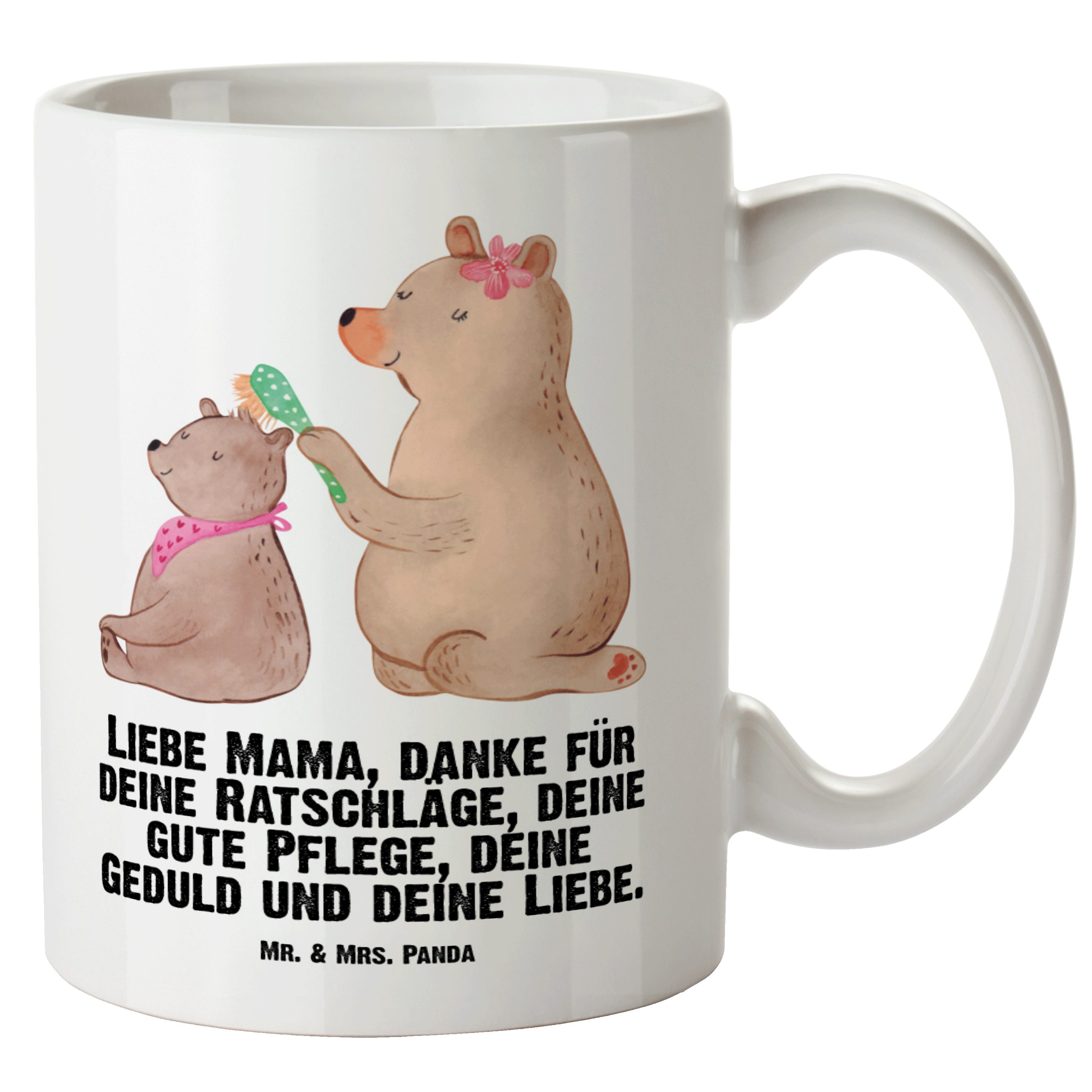 Mr. & Mrs. Panda Tasse Bär mit Kind - Weiß - Geschenk, spülmaschinenfest, Bären, Mutti, XL T, XL Tasse Keramik