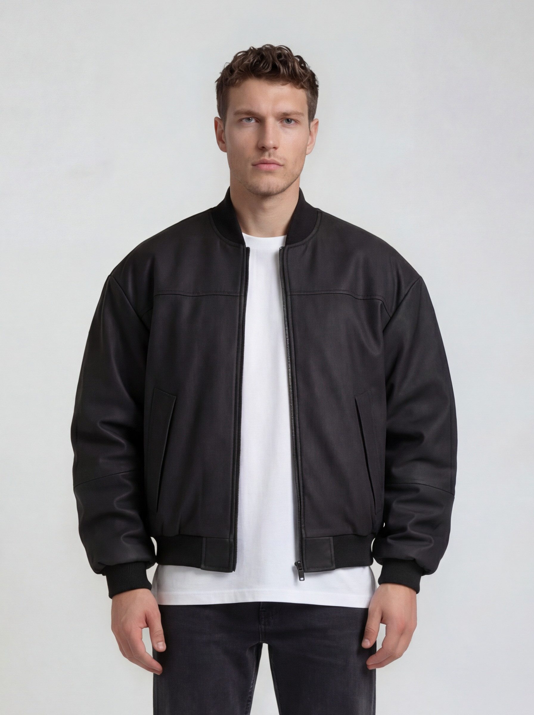 trueprodigy Lederjacke Nazar Oversize Bomberjacke Pilotenjacke Fliegerjacke