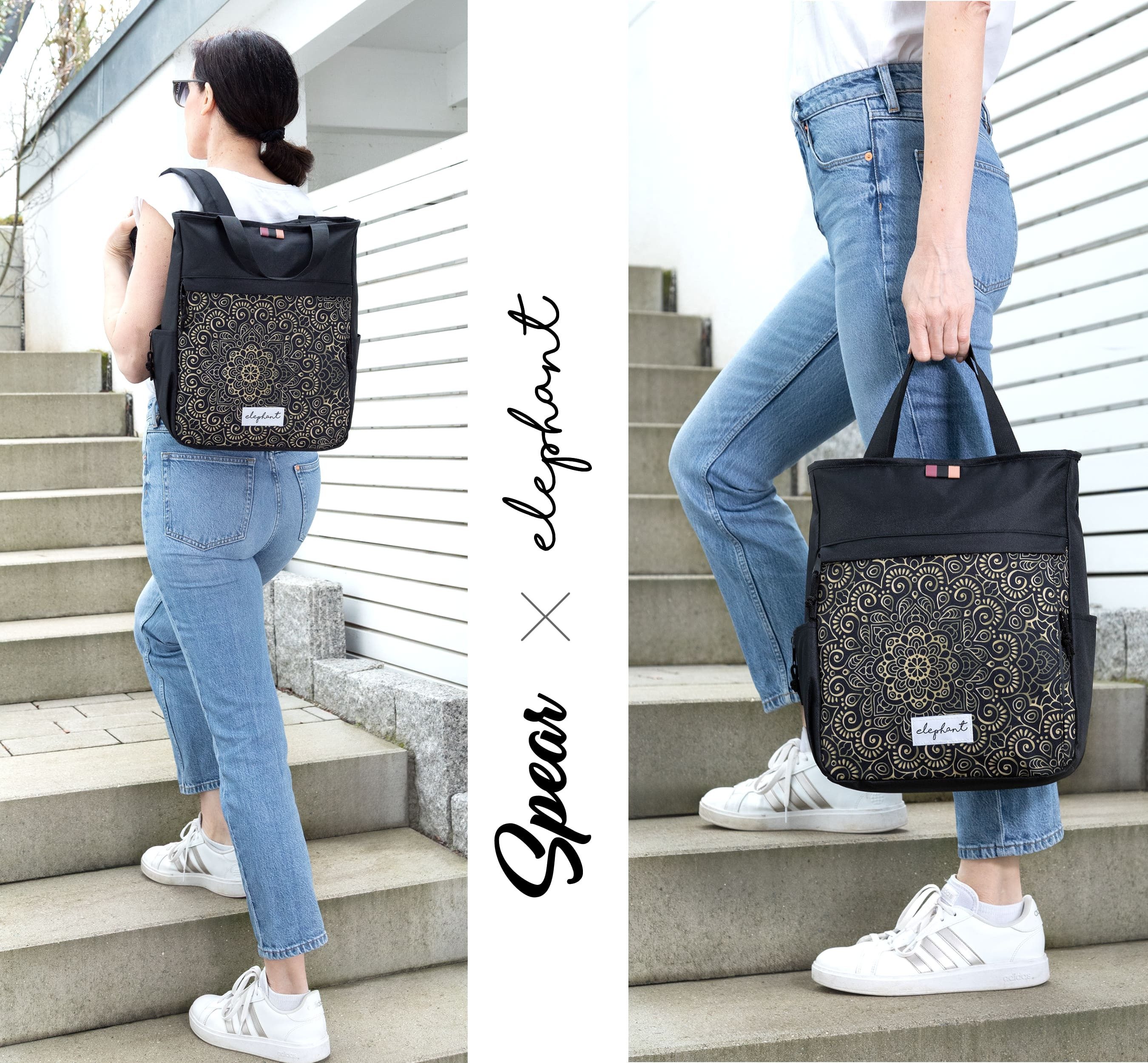 Spear Bags Cityrucksack Rucksack Damen Damenrucksack klein Hygge A4 Büro Freizeit, Geheimfach Handtasche Daypack + Schlüsseletui