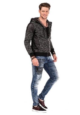 Cipo & Baxx Strickjacke mit Leder Highlights