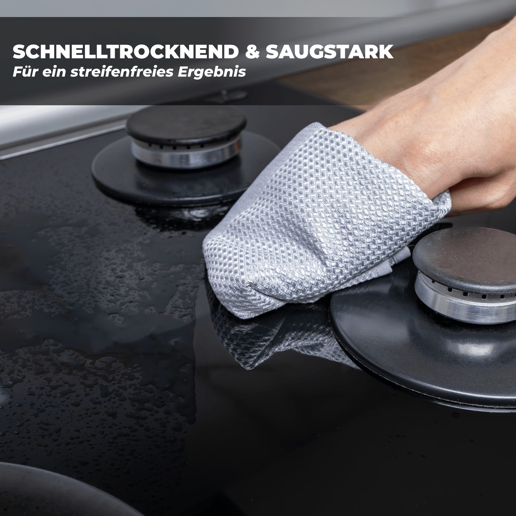 Lascano Geschirrtücher Mikrofaser - Elegance Edition Mikrofasertuch (Elegance Edition, 4-tlg., 4er Set, Streifenfreie Allzweck Mikrofasertücher)