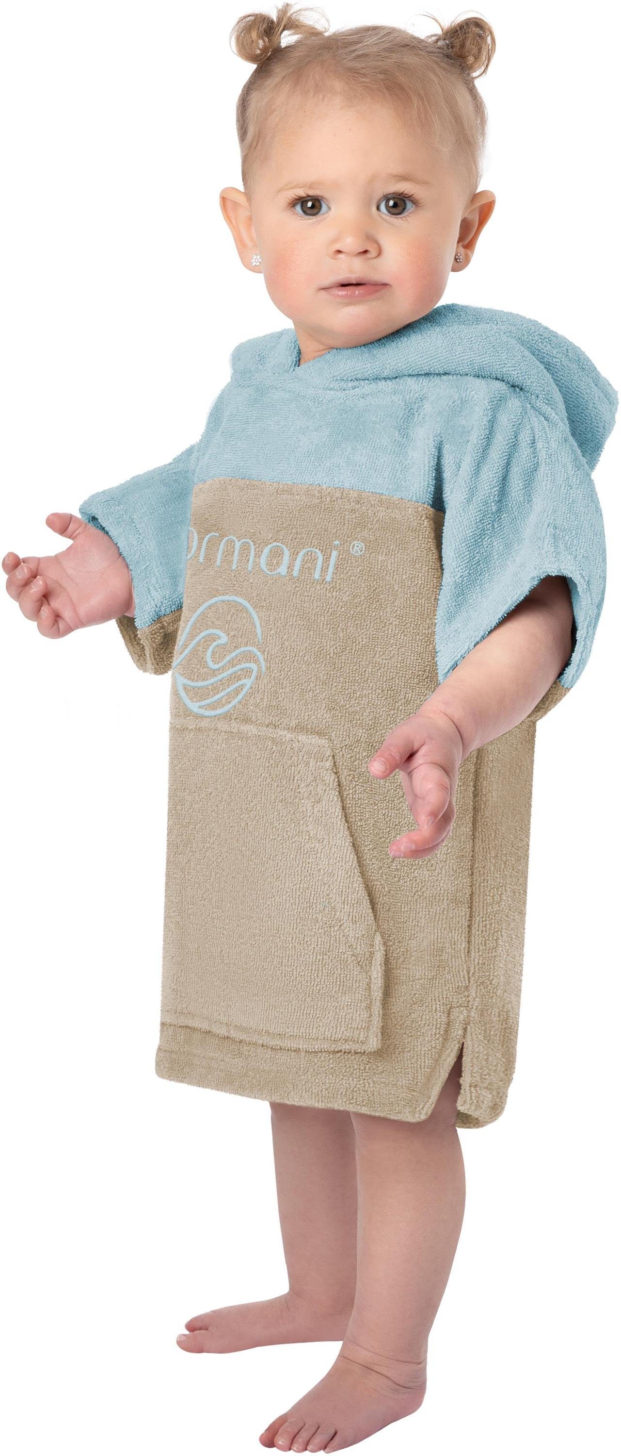 normani Badeponcho Kinder Badeponcho Puwai, Bio-Baumwolle, Kapuze, Schlupf, Badeponcho aus 100 % Bio-Baumwolle