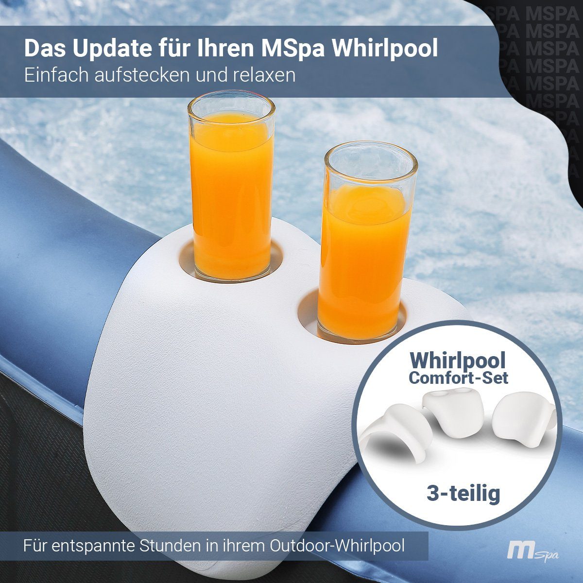 2 - Getränkehalter universal 3 Kopfstütze Nackenkissen Comfort Set & teilig, - Kopfstützen Whirlpool - Miweba MSpa mSpa
