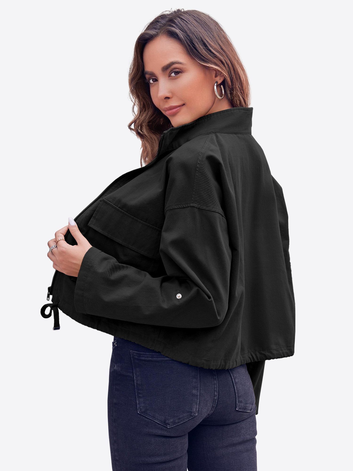 Imily Bela Kurzjacke Lässige Militärjacke mit Reißverschluss (Packung, 1-St günstig online kaufen