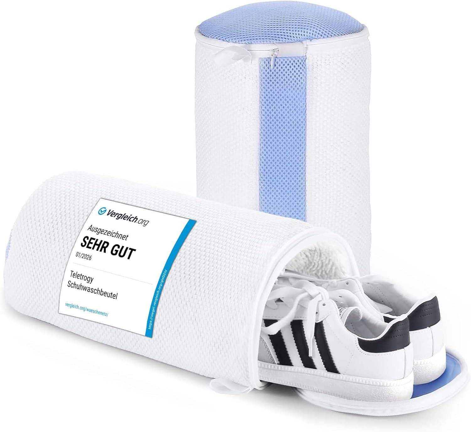 Teletrogy Wäschenetz Schuhwaschbeutel Waschmaschine, 2Pcs 3D-Net Wäschesack Schuhe,(2-St), Schuhbeutel für Waschmaschine mit Verstecktem Reißverschluss, Max EU46