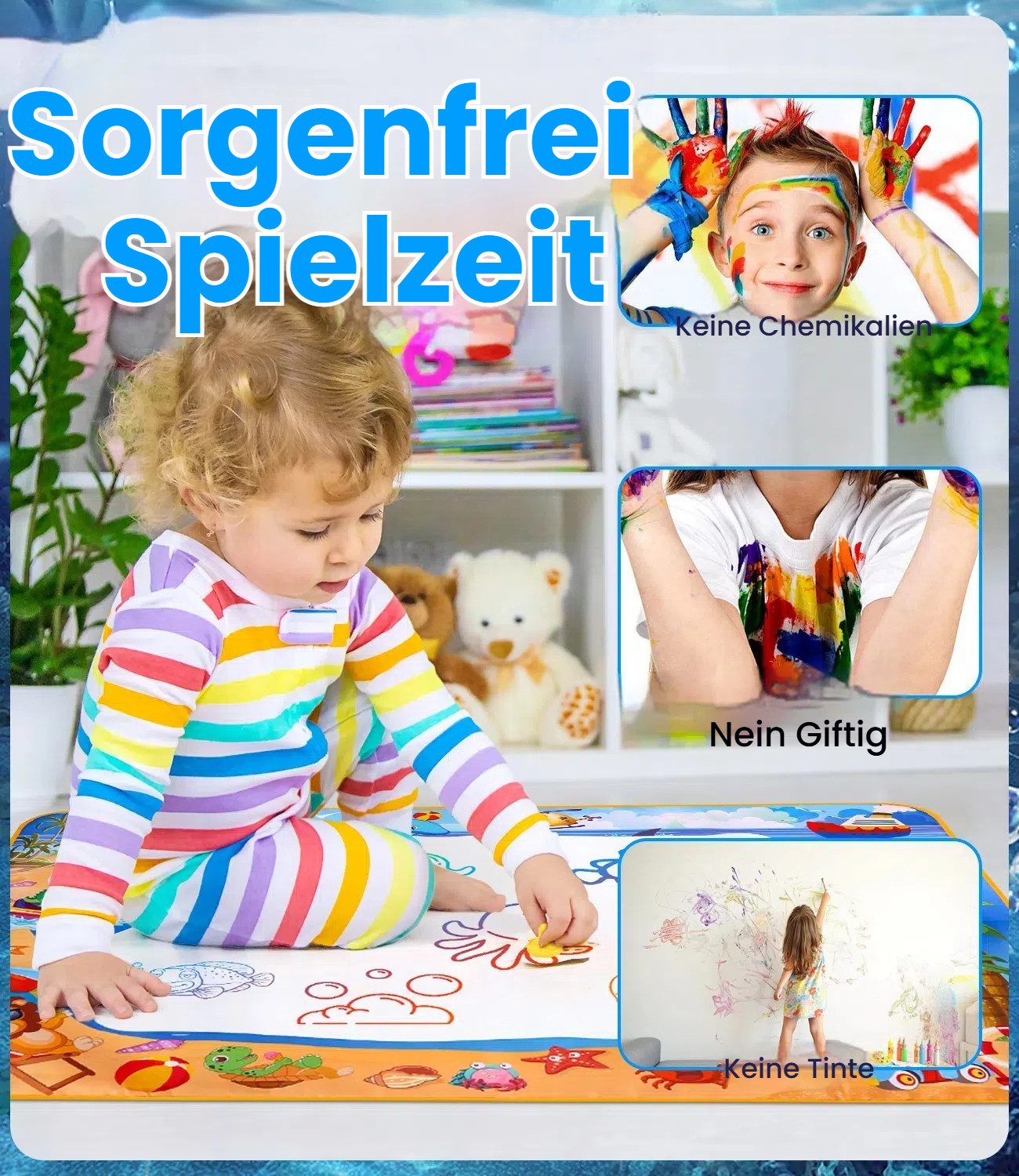 LEAZZLE Kreativset Wasser Doodle Matte 100x70cm,Kinderspielzeug günstig online kaufen