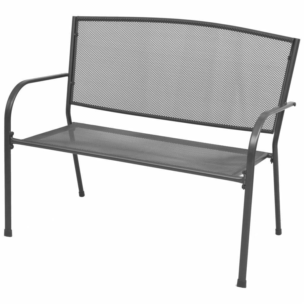 vidaXL Gartenbank Gartenbank 108 cm Stahl und Gitter Anthrazit