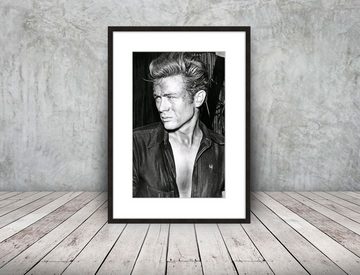 artissimo Bild mit Rahmen Bild gerahmt 51x71cm / schwarz-weiß Poster mit Rahmen / James Dean, Film-Star: James Dean