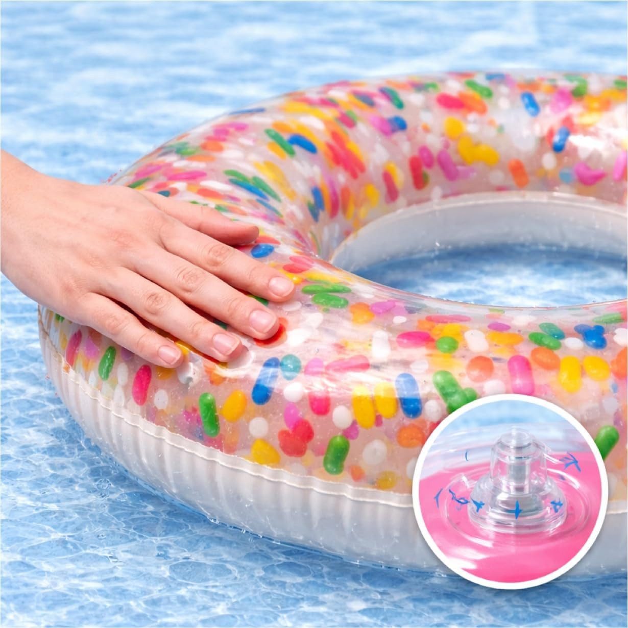 TK Gruppe Schwimmring Aufblasbarer Schwimmring aus PVC, Donut- und Flamingo-Varianten (Schwimmring), 120 cm – Bild 5 von 5