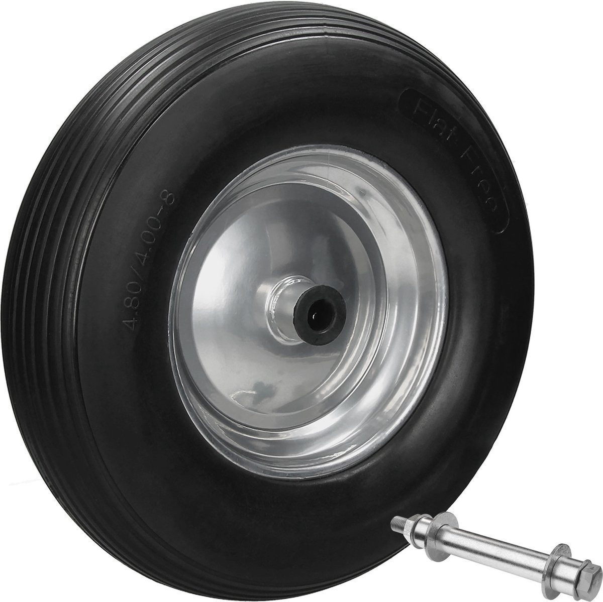 ECD Germany Ersatzrad Kruiwagenrad 4.80/4.00-8 mit Stahlfelge, Durchmesser 390 mm, schwarz (1 St), lekbeständig