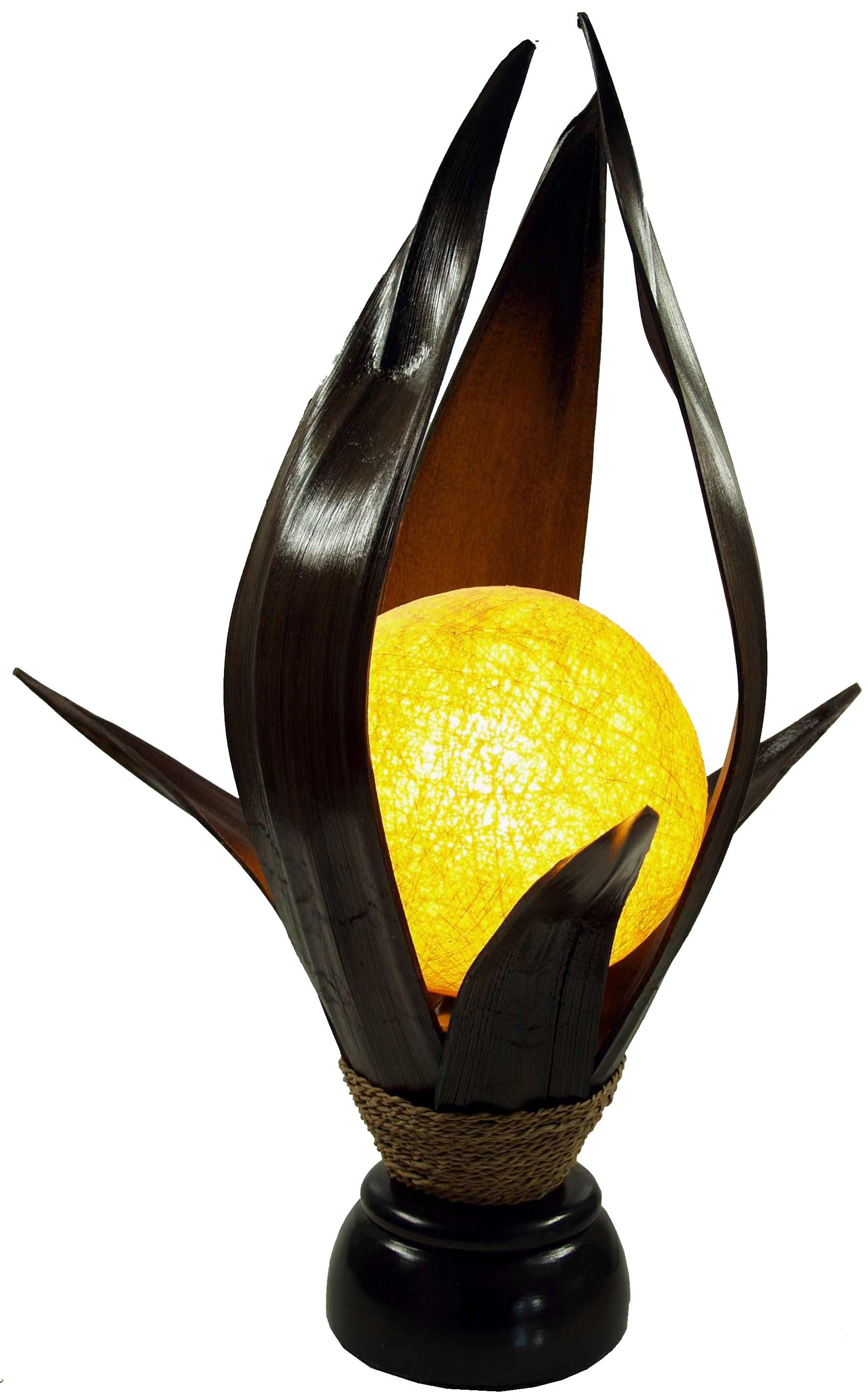 Guru-Shop Tischleuchte Palmenblatt Lotus Tischlampe, in Bali.., Leuchtmittel nicht inklusive