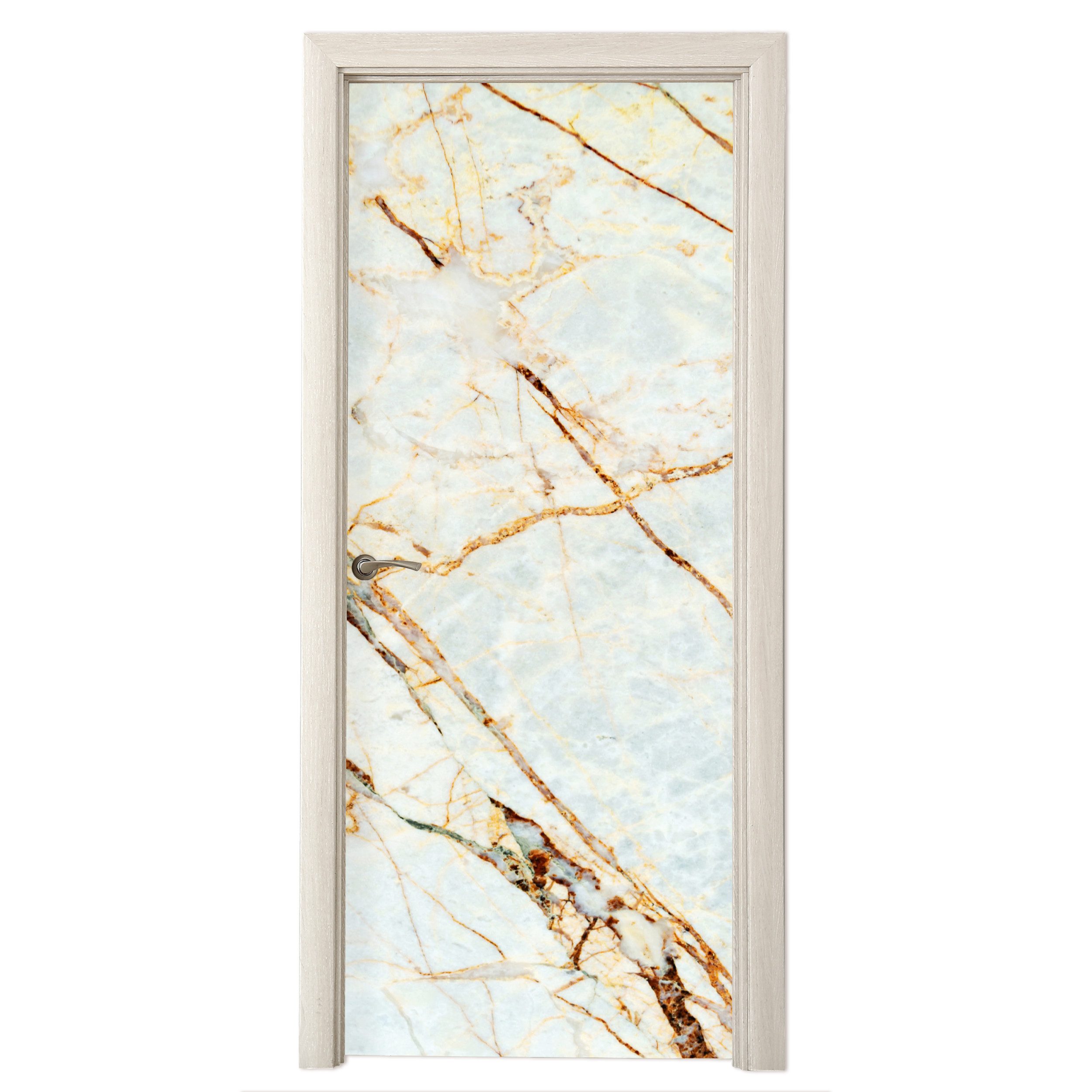 MuchoWow Türtapete Marmor - Gold - Luxus, Matt, bedruckt, (1 St), Selbstklebende Tapete, Folie für Möbel, 70x215 cm