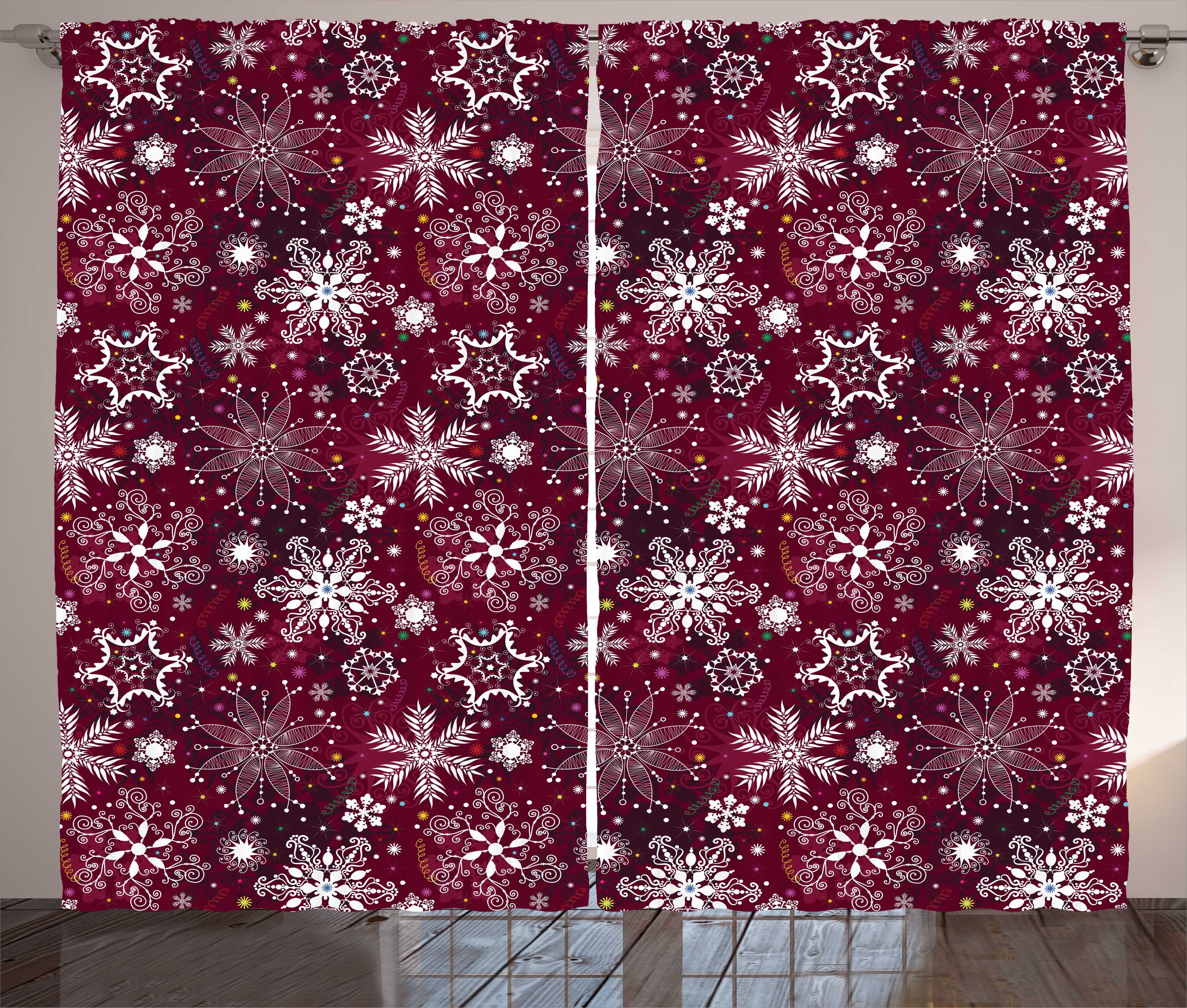 Gardine Schlafzimmer Kräuselband Vorhang mit Schlaufen und Haken, Abakuhaus, Schneeflocke Weihnachten