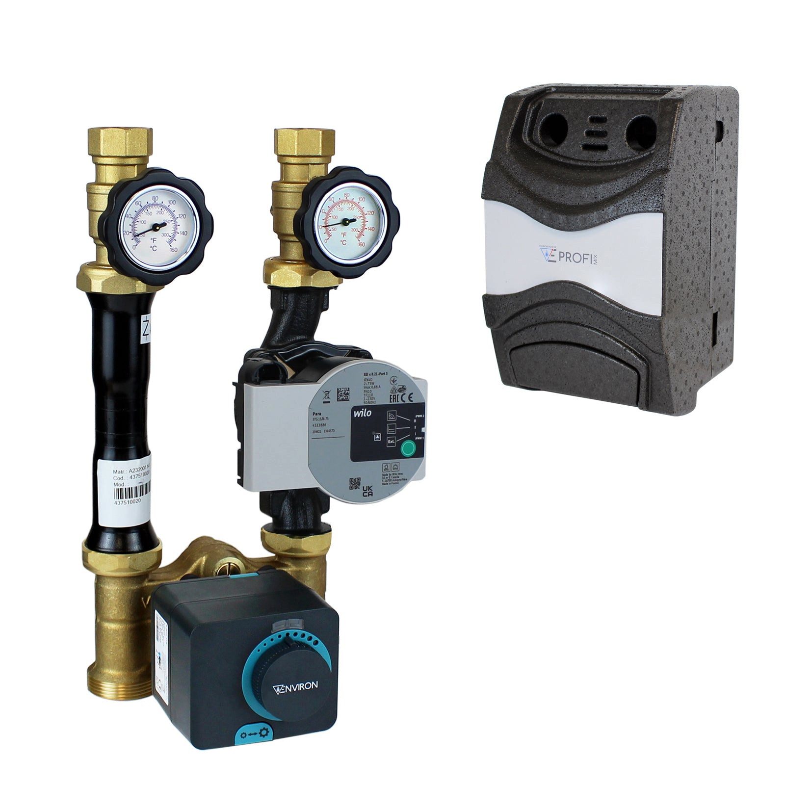 Environ Fußbodenheizung ProfiMix Heizkreispumpengruppe mit Drei-Wege-Mischer, Environ END05 St