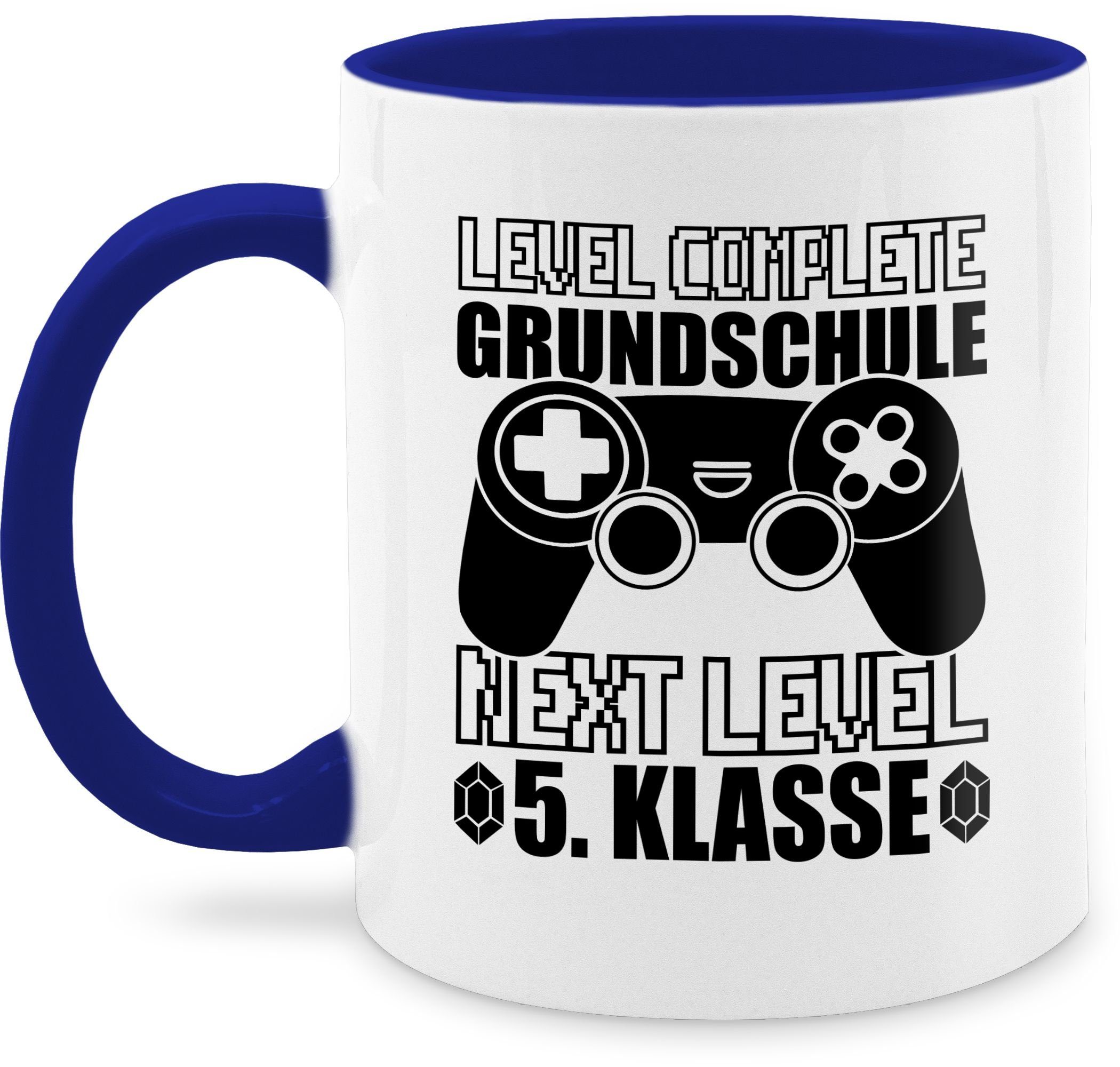 Shirtracer Tasse Level complete - Grundschule Next Level 5. Klasse, Keramik, Einschulung Geschenk Tasse