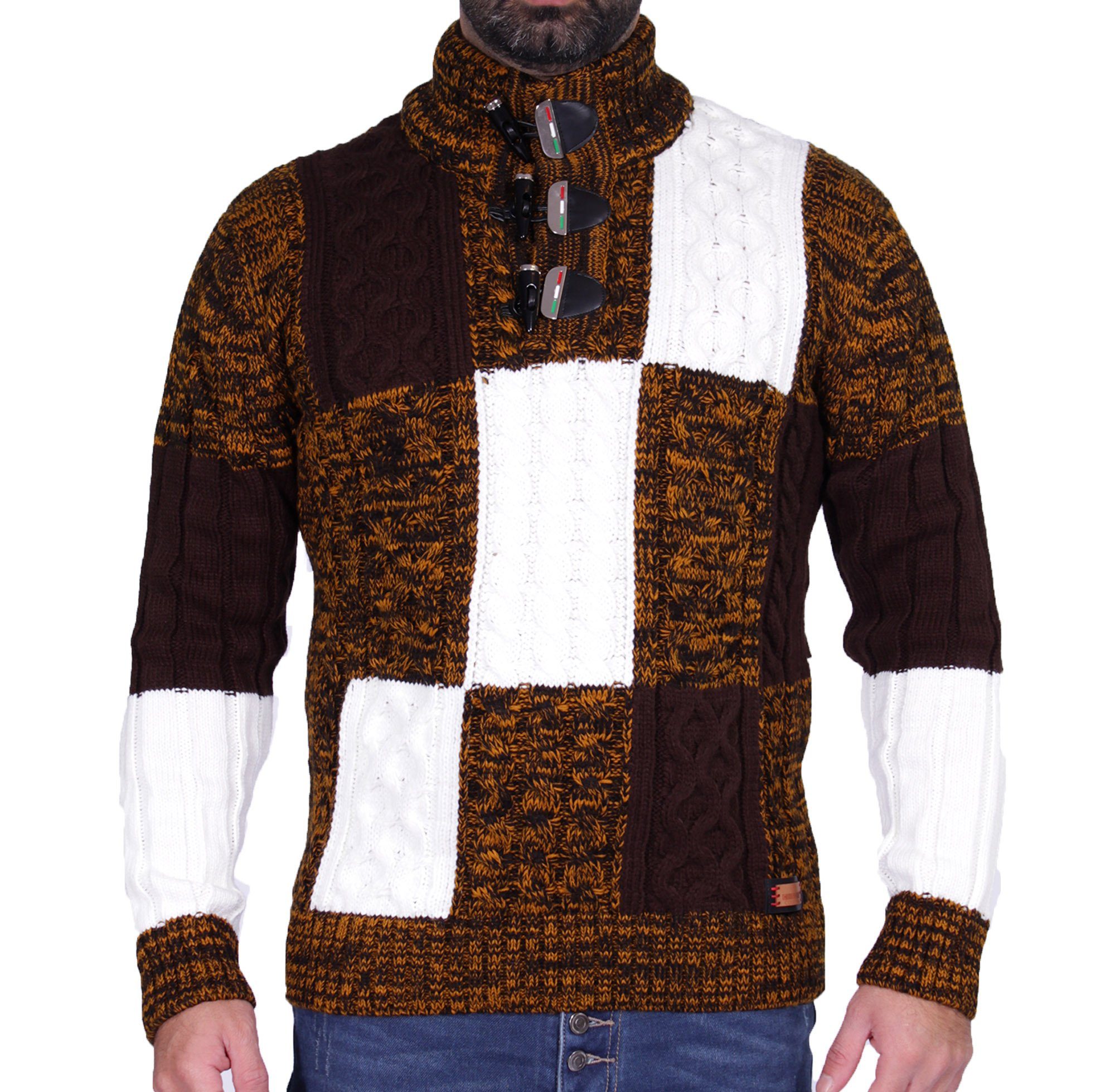 VEIISAR Herren Stehkragenpullover 360g - Dicker Strickpullover Für Herbst/Winter