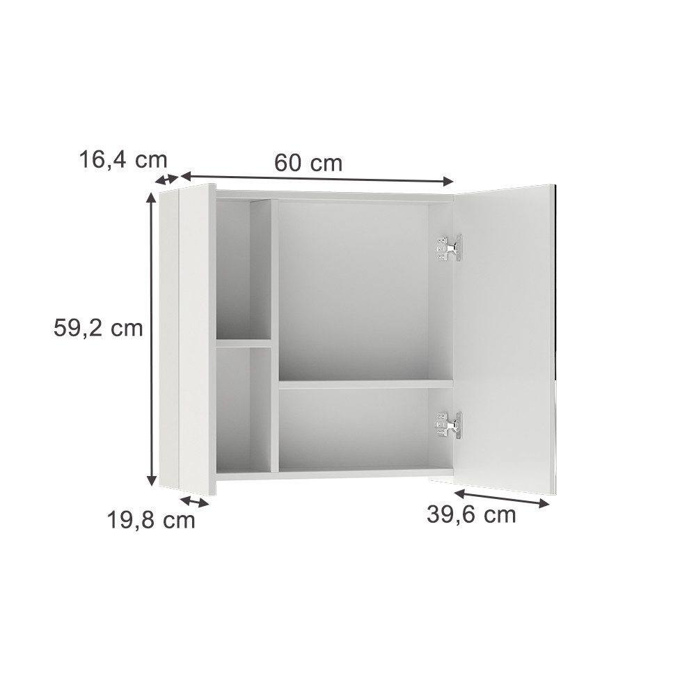 Vicco Badezimmerspiegelschrank Leopold, Weiß, 60 x günstig online kaufen