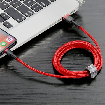 Baseus Strapazierfähiges Nylonkabel USB / Lightning QC3.0 2.4A 1M Rot Smartphone-Kabel, Standard-USB, Lightning (100 cm)