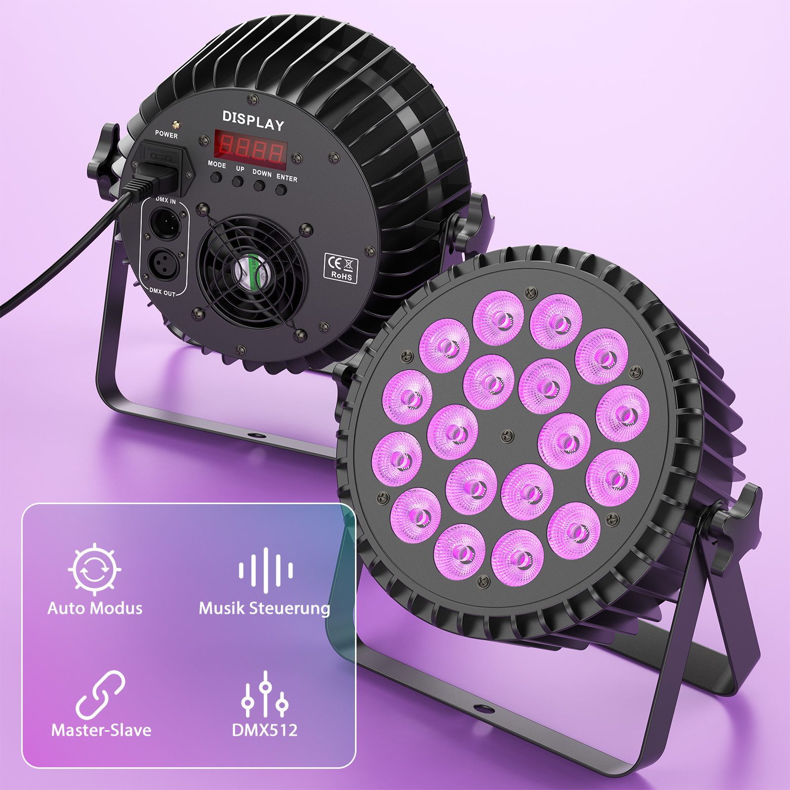 ZonQoonz Discolicht 144W UV+RGB LED Par-Scheinwerfer DMX für DJs Hochzeitsfeiern Bühnen