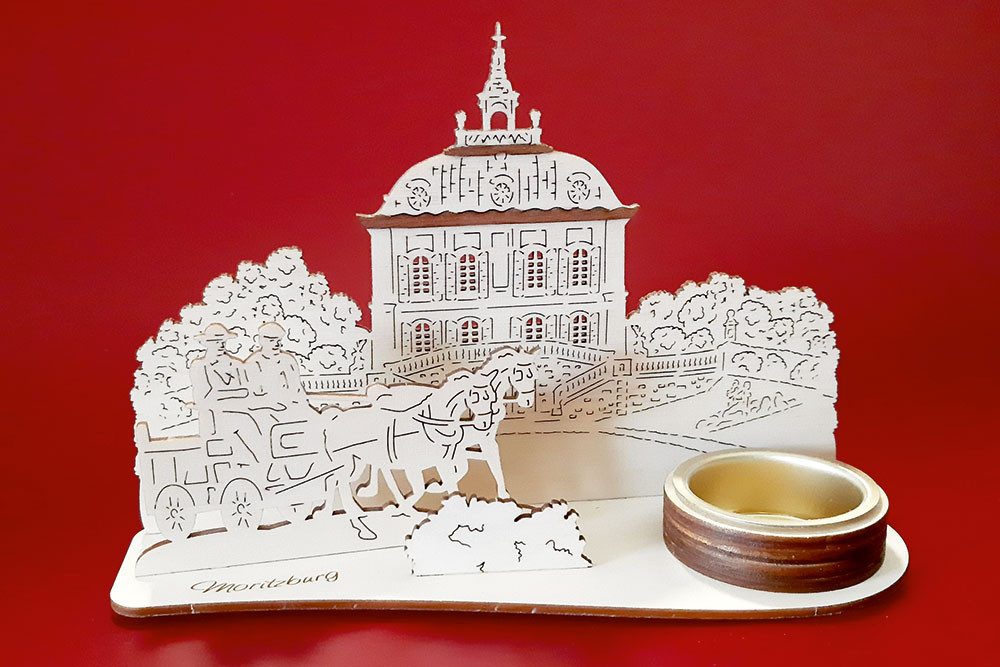 DeColibri Teelichthalter Teelichthalter Dresden Moritzburg Fasanenschlösschen Schwibbogen (Packung), Holzkunst aus Sachsen, für Teelichte geeignet