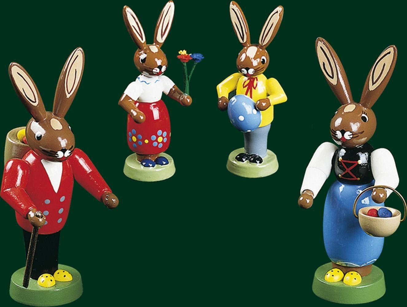 Erzgebirgische Volkskunst Richard Glässer GmbH Osterhase Osterdekoration Hasenfamilie Höhe= 12cm NEU