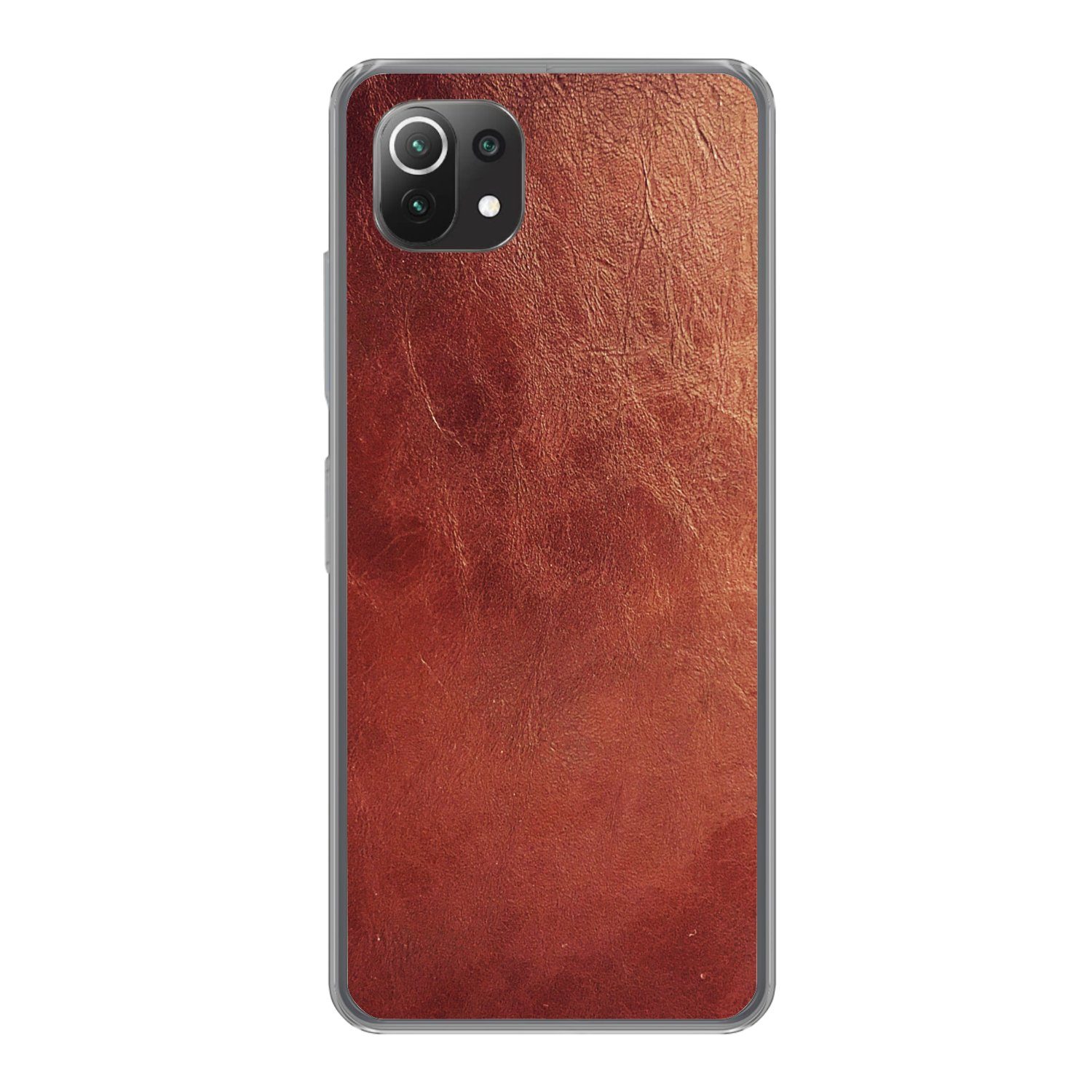 MuchoWow Handyhülle für Xiaomi Mi 11 Lite Leder - Lederoptik - Braun - Hell, Phone Case, Silikon, Schutzhülle Dünn