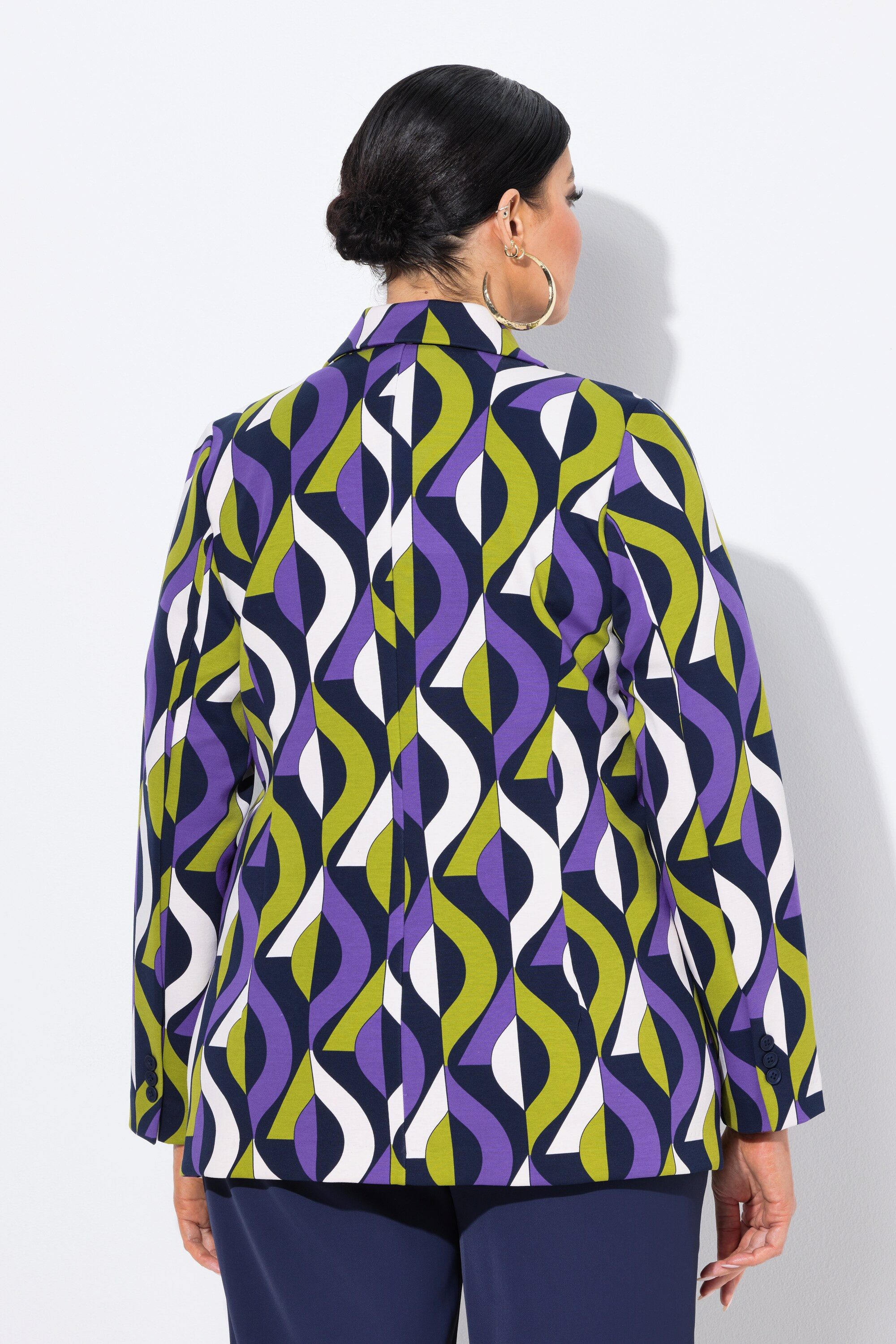 Ulla Popken Jerseyblazer Punto-Blazer grafisches Muster Reverskragen