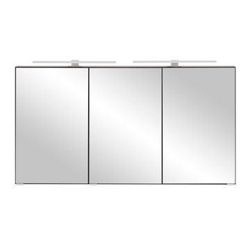 Lomadox Spiegelschrank VIDAGO-03 3D- 120 cm breit in graphit mit LED Beleuchtung, B/H/T: 120/64/20 cm