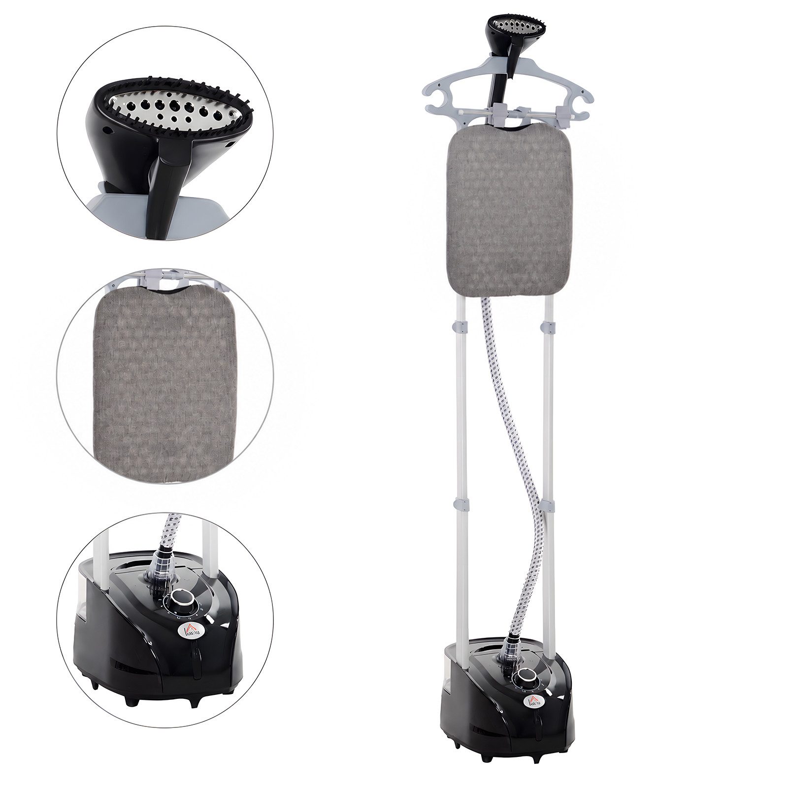 Ledklang Dampfbürste Vertikal Dampfglätter 2L Wassertank 11 einstellbare Temperaturstufen, 1950 W, 32 g/min Dampfleistung Teleskopstange Schwarz
