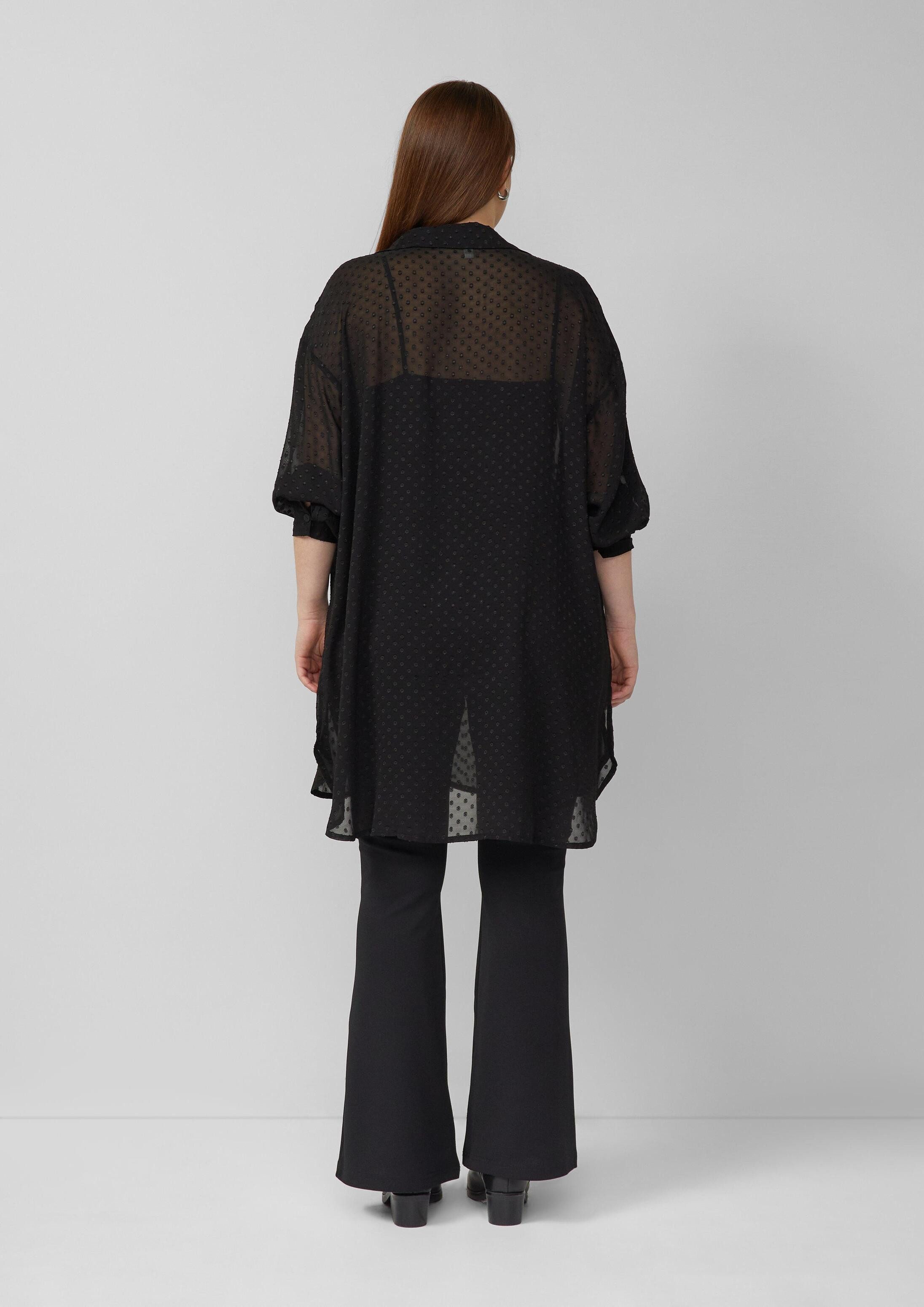 QS Langarmbluse Bluse Transparente Longbluse